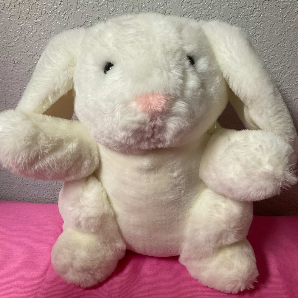 White Lop Eared Bunny with Pink Nose Stuffed Animals Plush Toys Bunny Rabbit